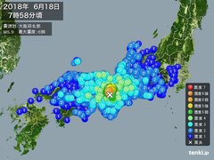 大阪震度６弱の地震